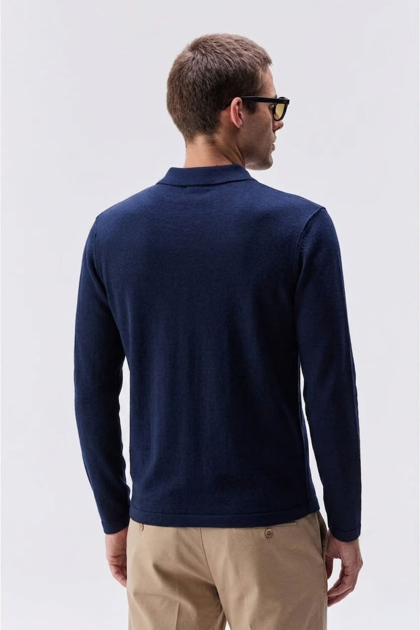 Tricot Polo Solitude Azul Escuro
